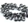 Natural Jet Black Spinel Faceted Pear Drops Briolettes Beads Strand - Length 4.5 Inches and Size 8mm to 11mm approx.